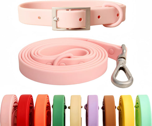 Adjustable Dog Collar Leash Set, Strong, Dirt Resistant, Waterproof, Soft Pet Collars for Large Medium Small Dogs
