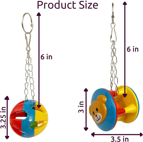 Parrot Ball Toy with Bell – Interactive Puzzle Bird Bell Toy, Cage Hanging Accessories for Medium to Large Birds, Set