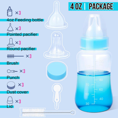 ASEVAT 4 oz 3PackPet 3pcs Feeding Bottle, Anti-Choking Puppy Feeder Design,with Replaceable and Reusable Silicone