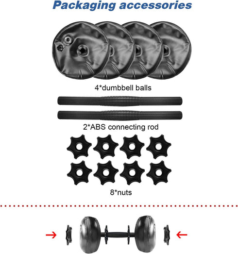 Water Filled Dumbbells Set, Adjustable Portable Travel Weights for Strength Training and Fitness