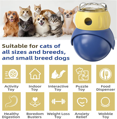 NESSICURE Pet Interactive Toys, Adjustable Treat Puzzle Food Dispenser Weight Loss Tumbler Slow Feeder Sliding Rolling
