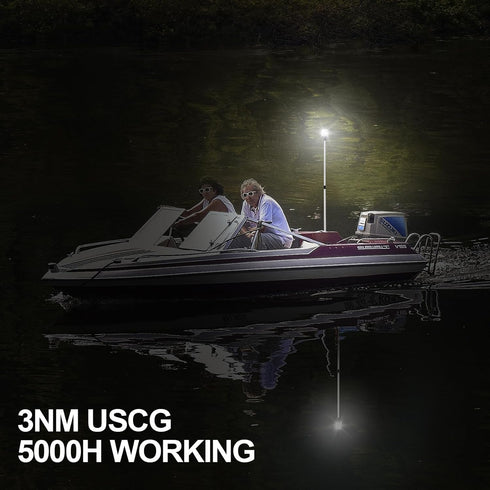 Obcursco Telescoping Pole Boat Stern Light with Base, 3NM 360 Degrees LED Anchor Light for Boats