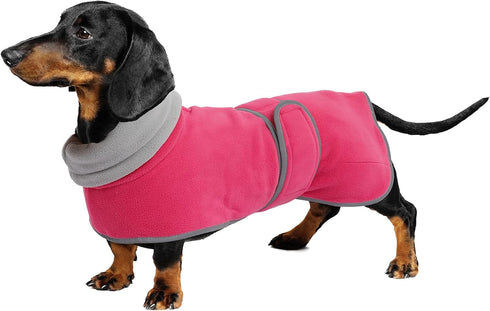 Geyecete Dachshund Sweaters for Dogs - Perfect Winter Coat with Padded Fleece Lining in Pink-M