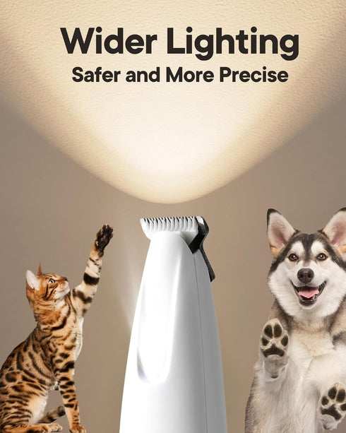 Upgraded Dog Paw Trimmer with LED Light, 18 mm Widen Blade, Low Noise, Waterproof, Rechargeable Clipper