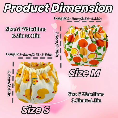Magnoloran 2PCS Washable Squirrel Diapers - Reusable Small Pet Diapers with Strong Hook and Loop Leak-Proof Urine Wet