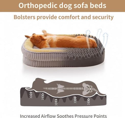 Orthopedic Dog Bed for Large Breeds - High Density Egg Crate Foam Oval Kennel Bed, Removable Washable Cover, Non-Slip
