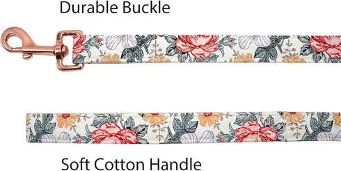 Elegant little tail Dog Leashes - Floral Durable Strong Pet Leash with Comfortable Cotton Handle