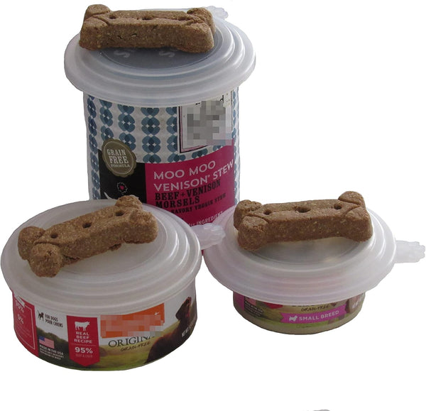 Smarter-Seal Pet Food Can Covers, Universal Can Lids, 4-Pack Clear Color, Reusable for Dog and Cat Food