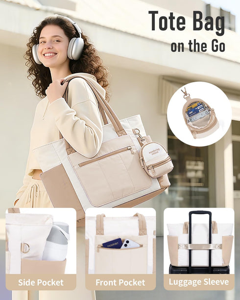 40oz Commute, Wandering Nature Bow Tote Bag for Work Fits Tumbler, Yoga Bag with Wet Pocket & Yoga Mat Pocket, Gym