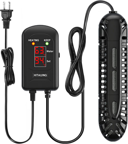 HiTauing Aquarium Heater, 100W Fish Tank Heater with LED Digital Display, Submersible with 5 Safety Protection, 10-20