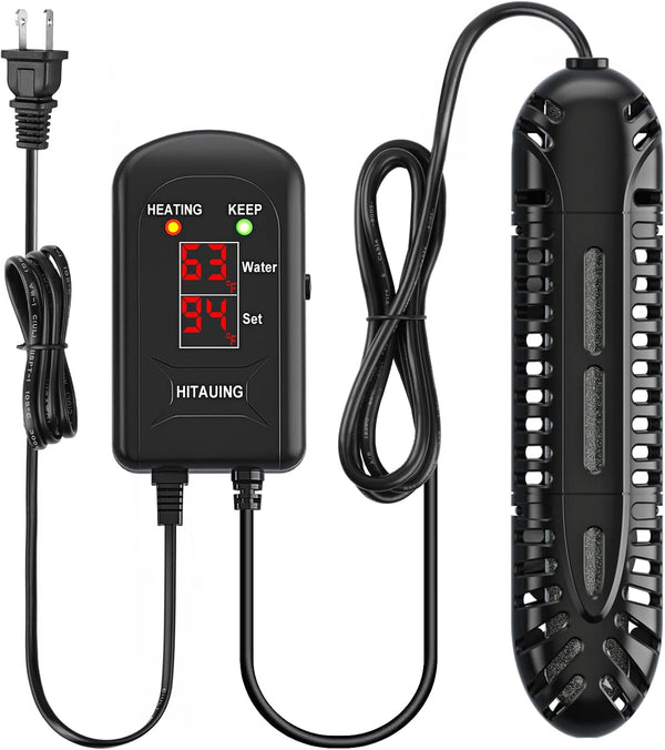 HiTauing Aquarium Heater, 100W Fish Tank Heater with LED Digital Display, Submersible with 5 Safety Protection, 10-20