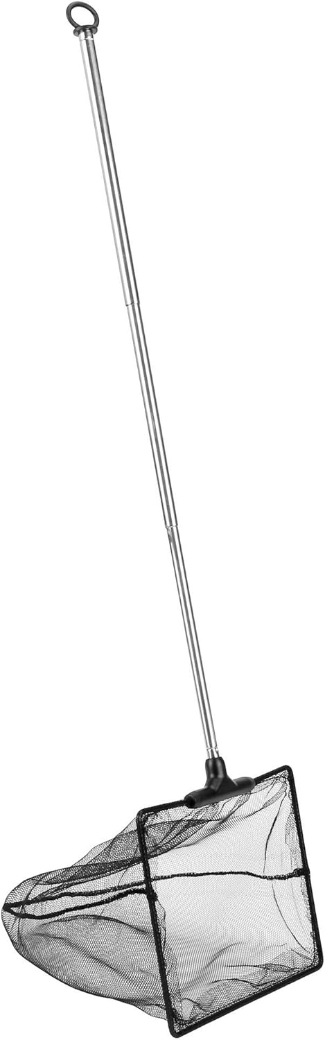 Lpraer 5" x 6" Aquarium Fish Net, Extendable Telescopic Stainless Steel Handle for Fish Tank