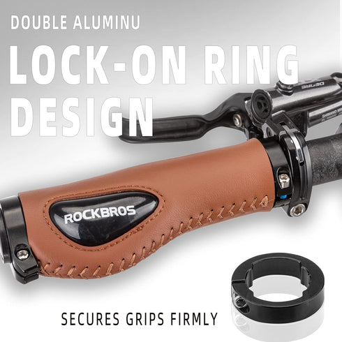 ROCKBROS Ergonomic Bike Handle Grips, Soft Gel Dual Lock on Bicycle Handlebar Grips for Mountain MTB MBX Bike