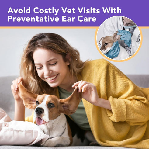 HICC PET Ear Finger Wipes for Dogs & Cats - Gently Remove Ear Wax, 50 Count