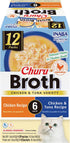 INABA Churu Broth for Cats, Creamy Shredded Chicken Side Dish Pouch, 1.4 Ounces, 12 Pouches, Chicken & Tuna