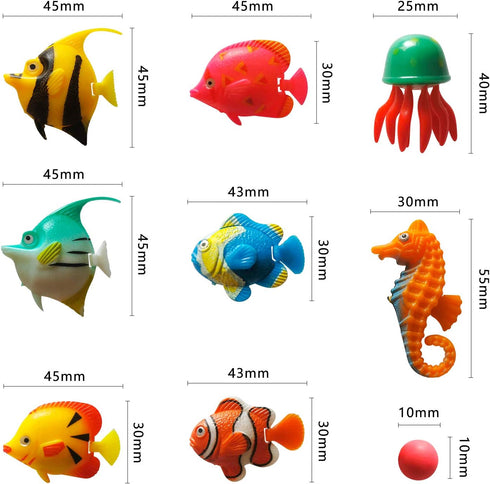 YUDA 7 PCS Fake Fishes for LED Sensory Bubble Tube Floor Lamp Decoration, Plastic, Random Styles