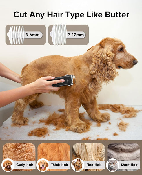 Trimmer, Upgrade Home Professional Dog Grooming Kit Clipper for Matted & Long Hair, Cordless Pet Shaver Low Noise USB