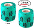 Vet Wrap Tape (Teal with Paw Prints) (2 Pack) (2 Inch x 15 feet) Self-Adhesive Cohesive Bandage for Pets