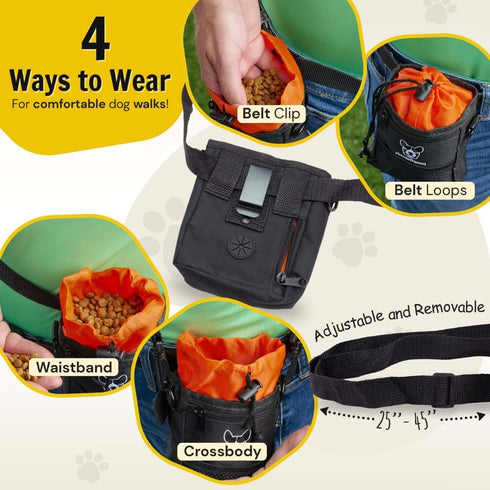 Hundefreund Dog Treat Pouch Bag for Training Dogs - Small Fanny Pack for Treats, Orange (5.5 x 4.3 x 1.6 inches)
