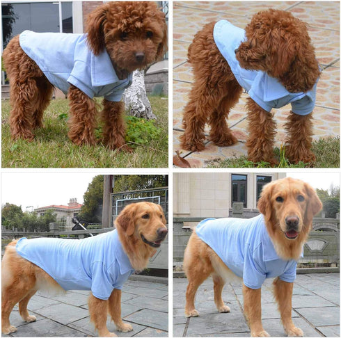 lovelonglong Basic Dog Polo Shirts, Premium Cotton, Sky-Blue XL for Large Medium Small Dogs