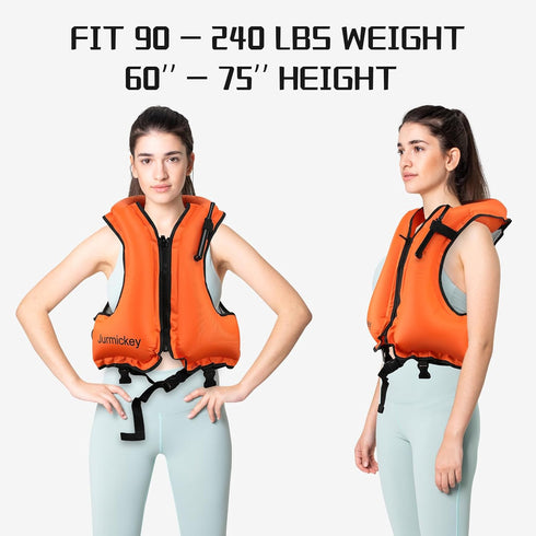 Inflatable Snorkel Vest for Adults, Portable Swim Jacket & Buoyancy Vest for Snorkeling, Swimming, Kayaking