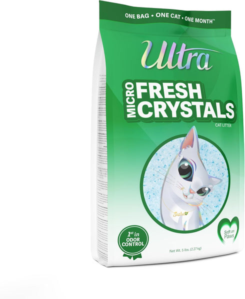 Ultra Fresh Micro Crystals Cat Litter (5lb): Silica Gel Crystal Cat Litter, Summer Breeze Scent, Soft-on-Paws, Lightweight, Superior Odor Control, Low Dust