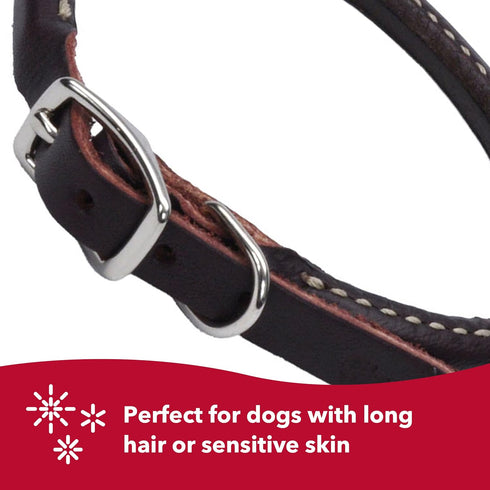Coastal Pet Circle T Latigo Leather Round Dog Collar, 3/8" x 12" - Handcrafted Comfortable Pet Collar