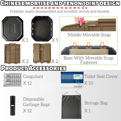 Upgrade Portable Toilet for Adults, Travel Floding Toilet with Lid for Adults & Kids, Camping Toilet Portable Potty
