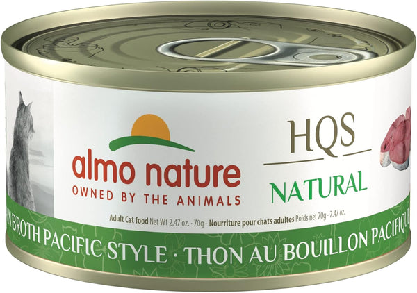 almo nature HQS Natural Wet Cat Food, Tuna in Broth, 2.47 oz (Pack of 24) - Pacific Style