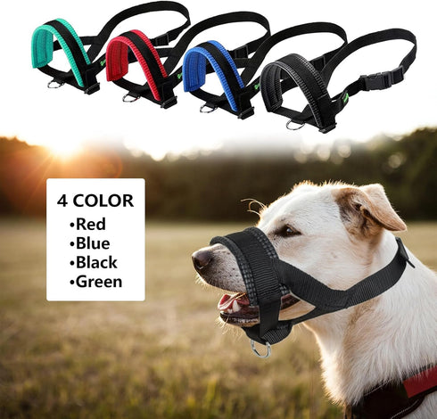 Dog Muzzle for Small, Medium, Large Dogs, Prevent from Biting, Barking and Chewing, Adjustable Loop (M/Red)