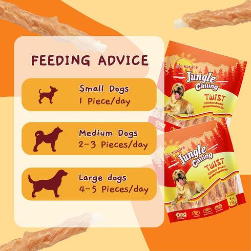 6 oz Jungle Calling Dog Treats, Chicken Wrapped Rawhide Sticks for Dogs, Delicious and Nutritious Training Reward