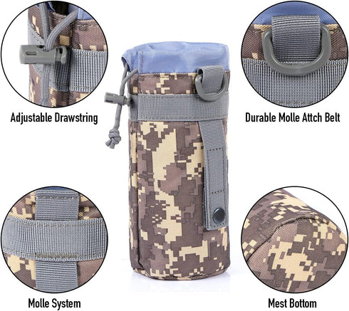 Gogoku 3 Pack Molle Pouch Combo, Tactical Water Bottle Holder Utility Waist Bag