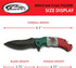 SZCO Supplies 8.5" Mexican Flag Assisted Open Folding Knife with Pocket Clip, Red, White & Green