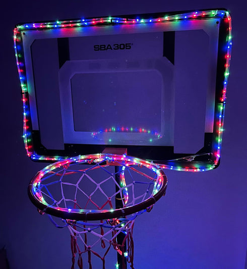 LED Basketball Hoop Lights, Updated Design 18ft LED Rim Light, Waterproof 8 Modes Multicolor for Playing at Night