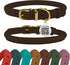 BRONZEDOG Rolled Leather Dog Collar with QR ID Tag, Adjustable Soft Round Collars for Small Medium Large Dogs (14" -