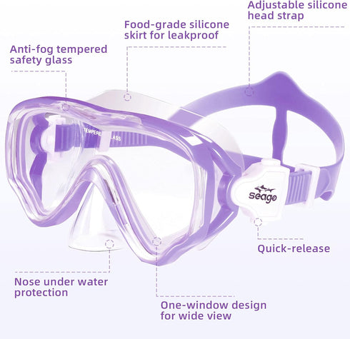 Kids Snorkel Set - Dry Top Snorkel Mask Snorkeling Gear for Boys Girls Youth