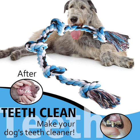Dog Rope Toys for Large Dogs, Heavy Duty Tough 3 Feet 5 Knots, Indestructible Chew Toys for Aggressive Chewers