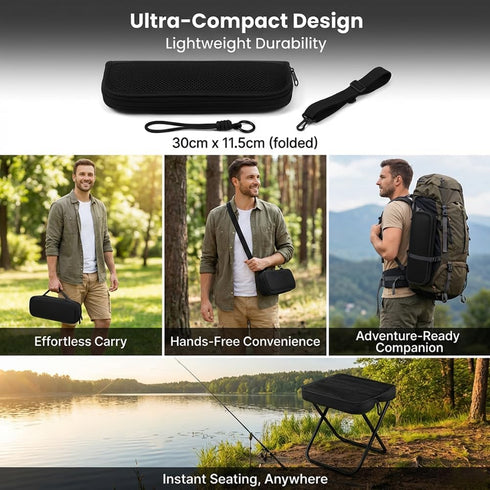 ZLverdeza Backpack 2-in-1 260LBS Foldable Stool, Portable Camping Stool with Sling Bag, Capacity Lightweight Aluminum