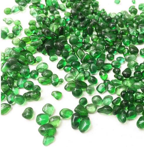1 Pound Glass Stones Irregular Aquarium Decorated Pebbles for Fish Tank, Garden, and Vase Fillers (Green)