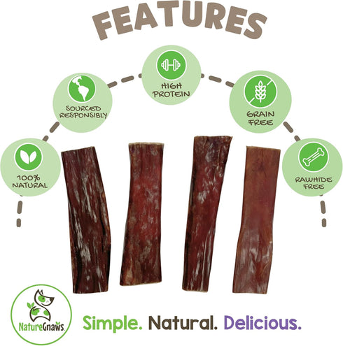 Nature Gnaws Beef Gullet Chews for Small Dogs 4-5" (20 Count) - Rawhide Free Natural Beef Jerky Treats
