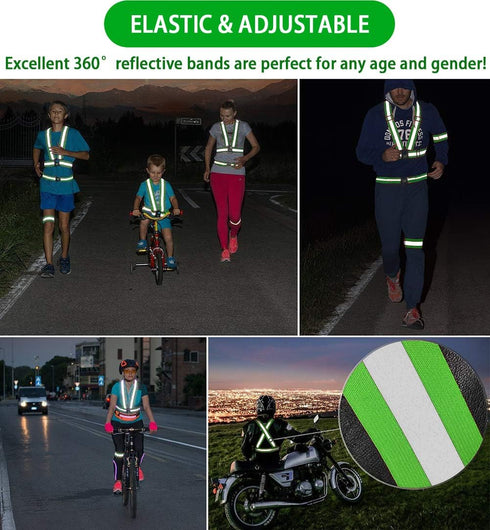 Reflective Vest with 2 Pack Reflector Armbands, Adjustable Elastic Safety Belt for High Visibility Running, Jogging,