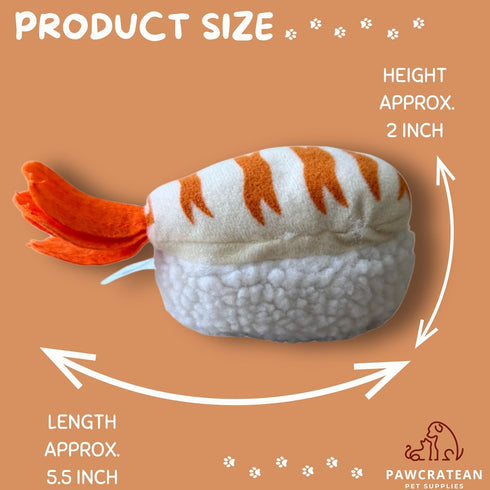 7-Inch Plush Squeaky Toy for Small Dogs - Prawn Sushi Design