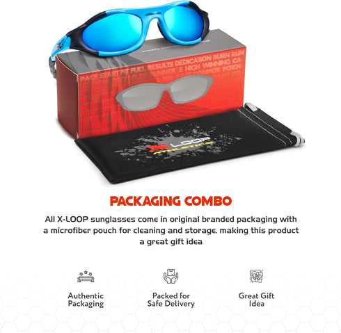 X LOOP Youth Sports Polarized Sunglasses for Boys, Kids, Teens Age 8-16, Baseball Wrap Around UV400