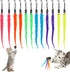 Molain Cat Wand Toy Replacement Refill - 12 Pcs Furry Tail Worm with Bell for Interactive Cat Chaser Toys