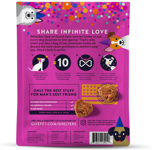 Gotcha Day Paw-ty Dog Treats, 11 oz Premium Dog Training Treats, Grain-Free with No Artificial Flavors - Banana, Coconut and Strawberry Dog Snacks - Dog Treat Bag, Made in USA