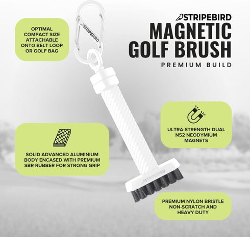 Magnetic Golf Club Brush, Detachable Groove Cleaner with Premium Nylon Bristles for Golf Accessories
