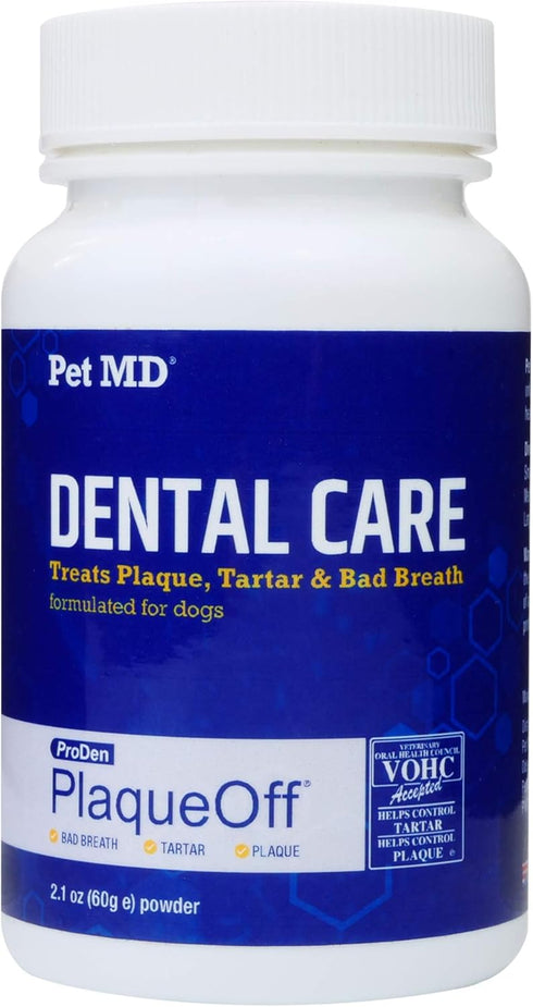 Pet MD Proden PlaqueOff Dog Teeth Cleaning Dental Care Powder, Oral Care Supplement for Dogs, 60g