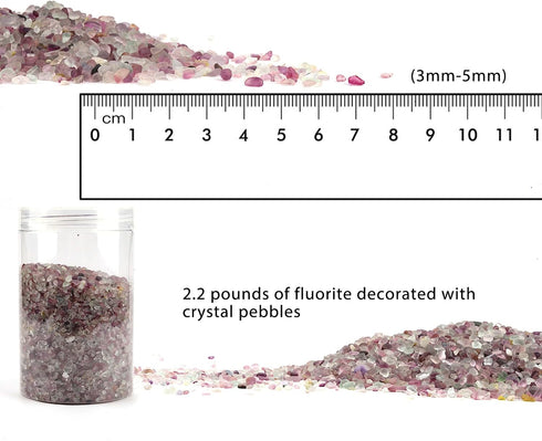 Lainrrew Aquarium Gravel, 2.2 lb Decorative Rocks Fluorite Crystal Pebbles, Aquarium Gravel Sea Glass Rock (3-5 mm)