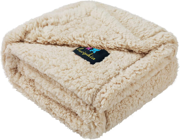Luciphia Waterproof Dog Blanket, Soft Sherpa Calming Thick Blankets, Leakproof Cozy Pet Puppy Blanket for Medium Large