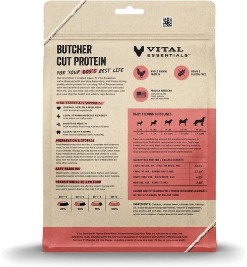 Vital Essentials Freeze Dried Raw Dog Food, Chicken Nibs Entree, 14 oz